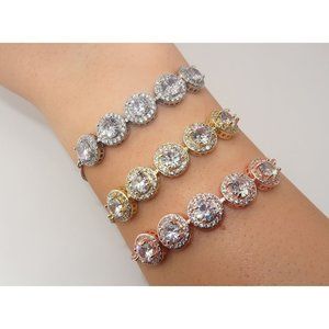 Round Diamond CZ Adjustable Bracelet, Diamond Bracelet, Multi Diamond Bracelet